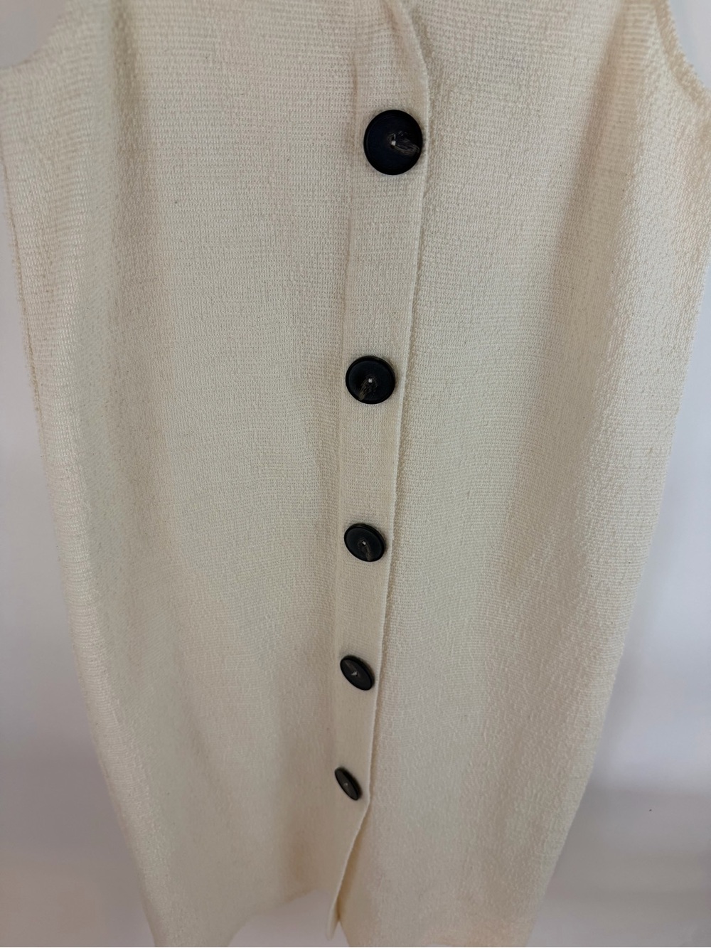 Zara Trafaluc Cream Textured Button Front Sleeveless Dress Size Large - Picture 3 of 6